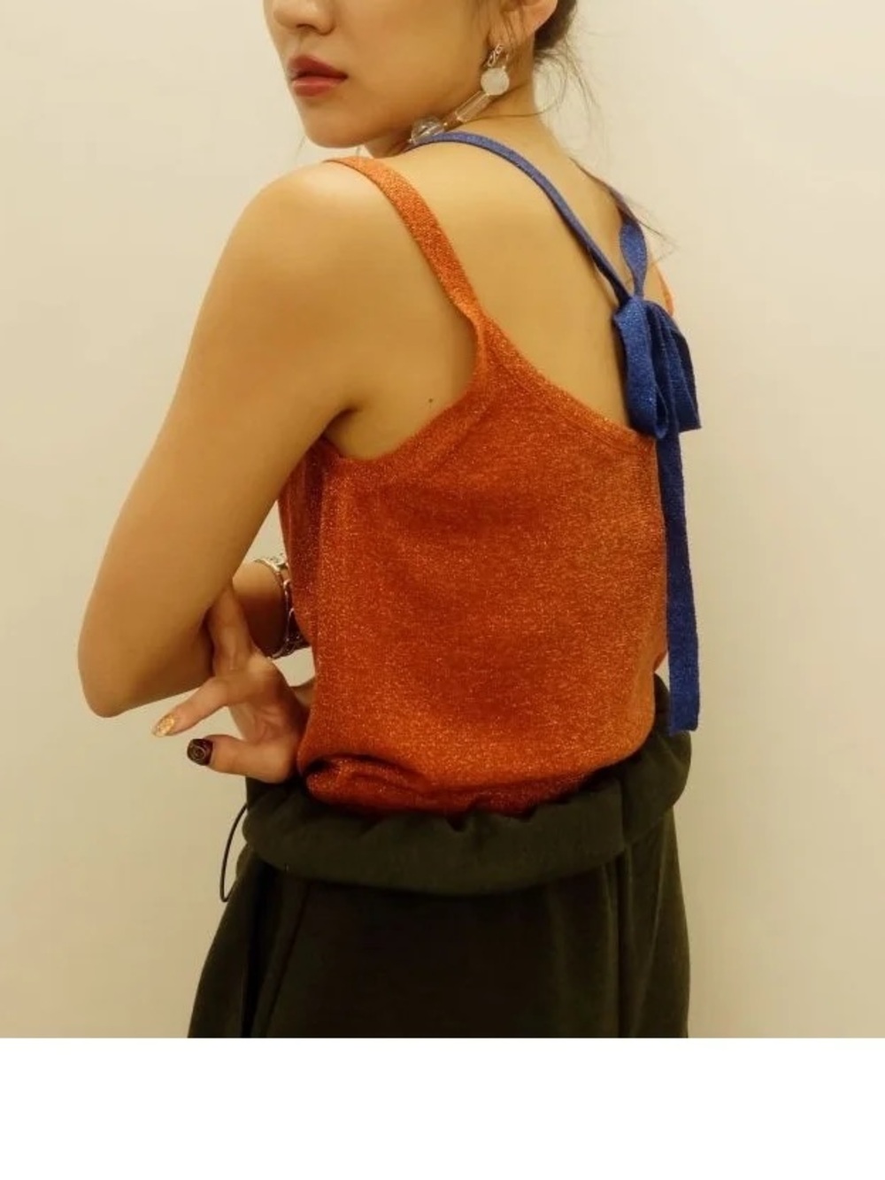 EVRI Magenta Metallic Sparkle Camisole with Teal Tie
